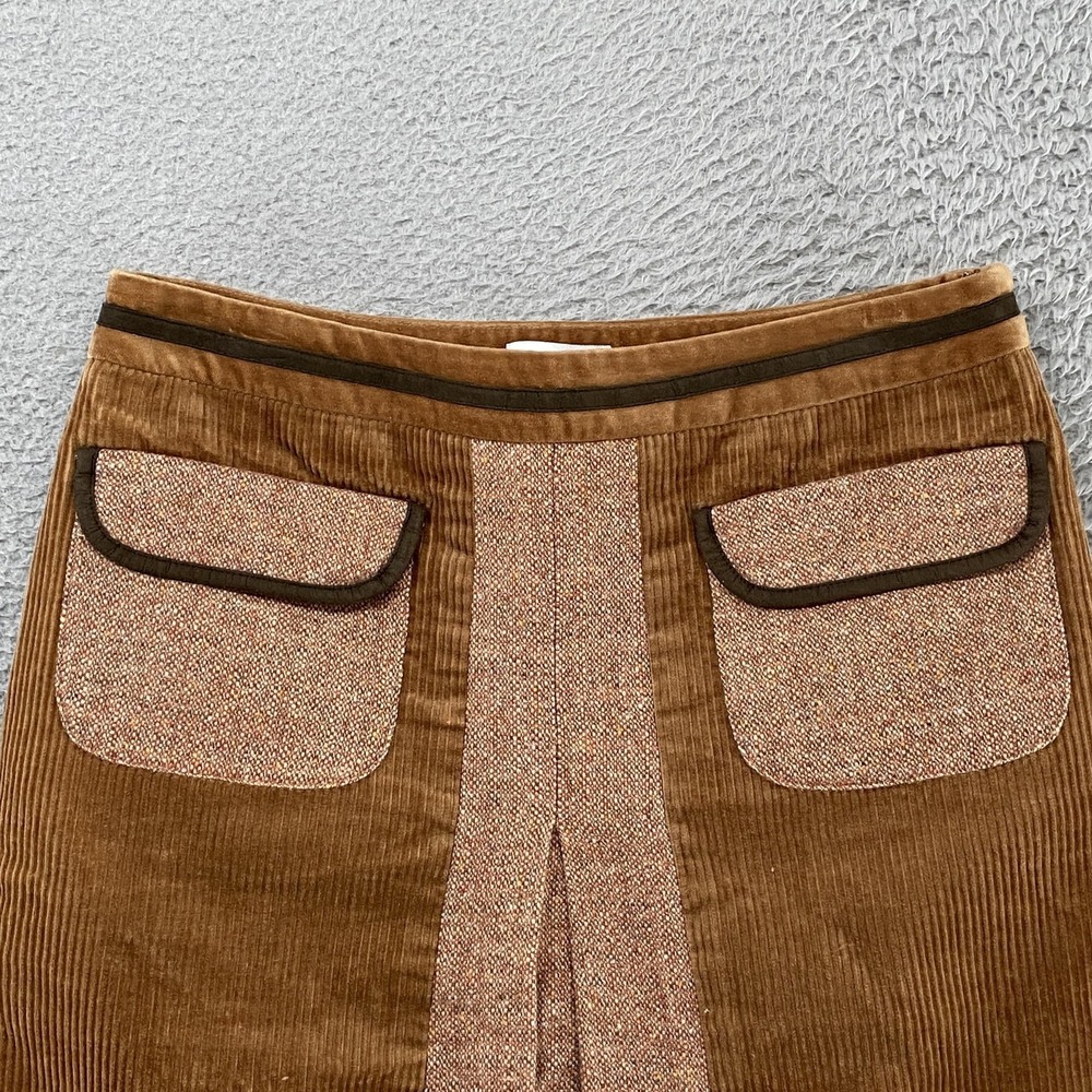 Loft Y2K Corduroy Skirt Womens 6 Brown Tweed Trim Knee Length Fall Office - Picture 3 of 13
